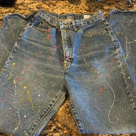 Vintage Code Bleu Splatter Paint High Rise Jeans - Picture 4 of 6